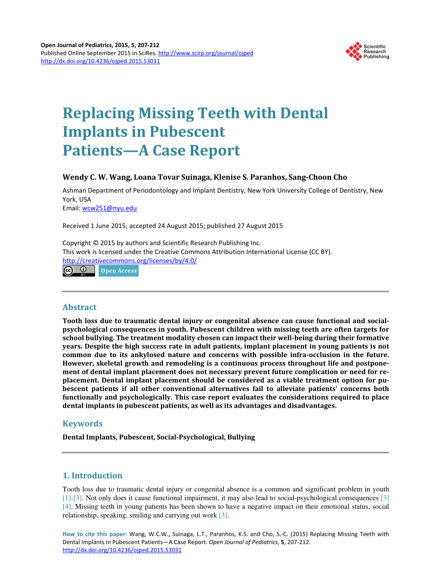 PDF) Replacing Missing Teeth with Dental Implants in Pubescent Patients—A Case Report pic pic picture