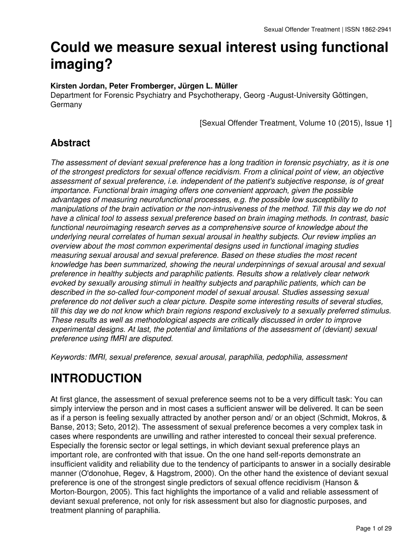 Pdf Could We Measure Sexual Interest Using Functional Imaging 