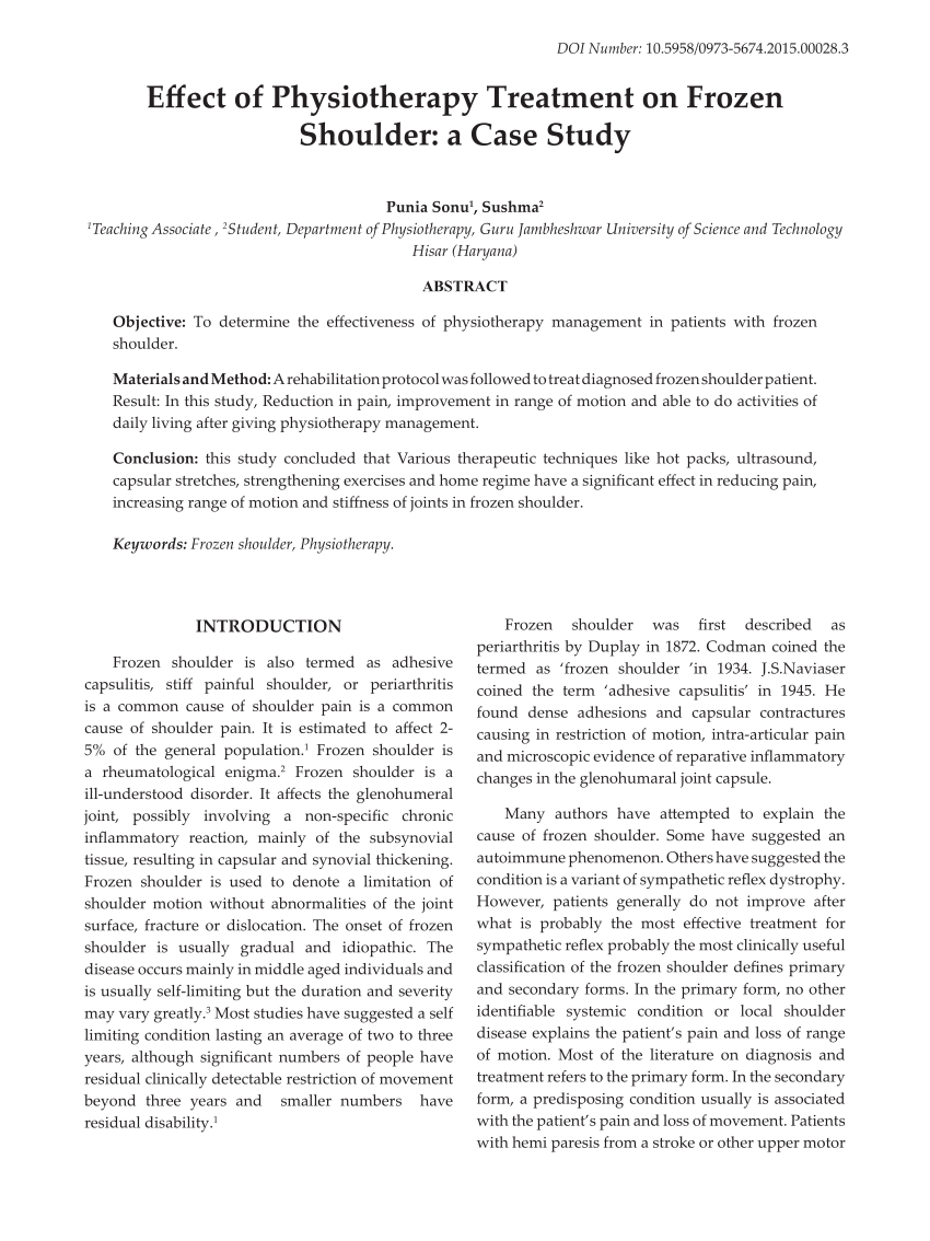 case study frozen shoulder pdf