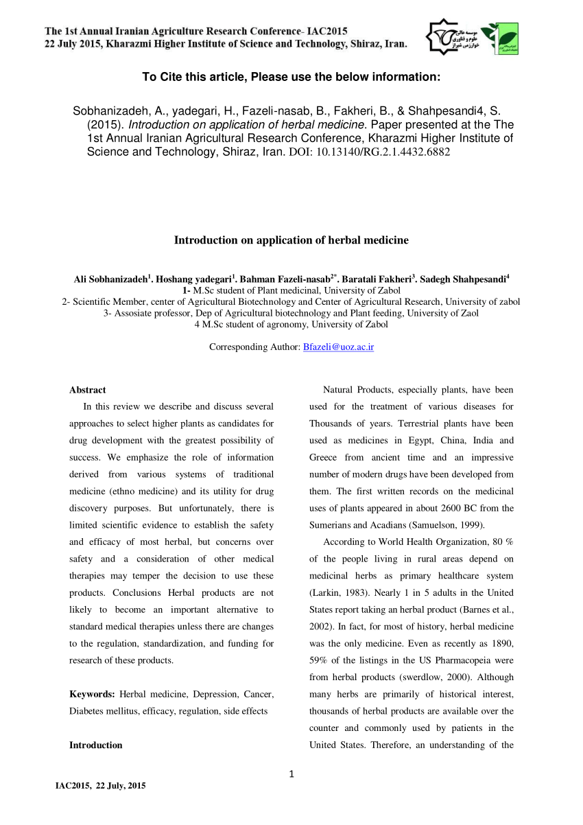 example of research title about herbal medicine
