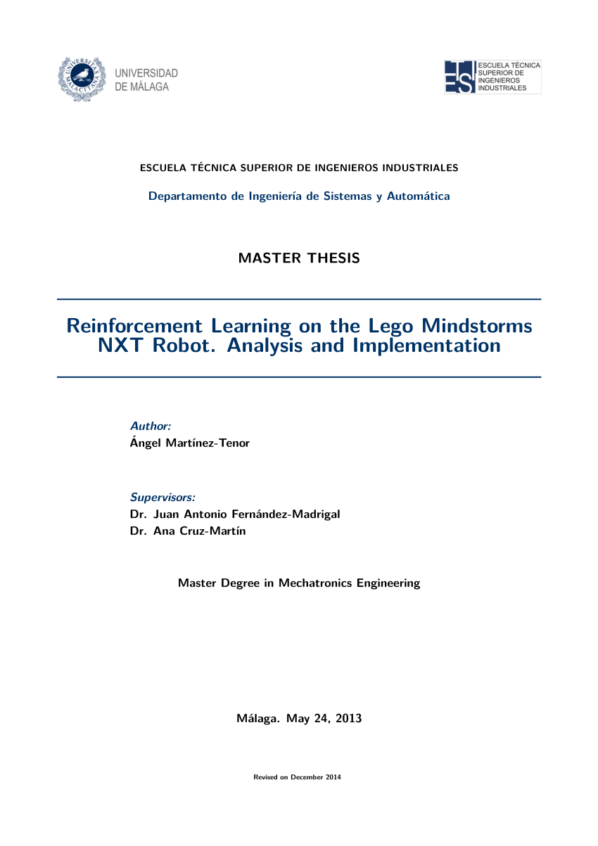nikotin Efterforskning ønskelig PDF) Reinforcement Learning on the Lego Mindstorms NXT Robot. Analysis and  Implementation