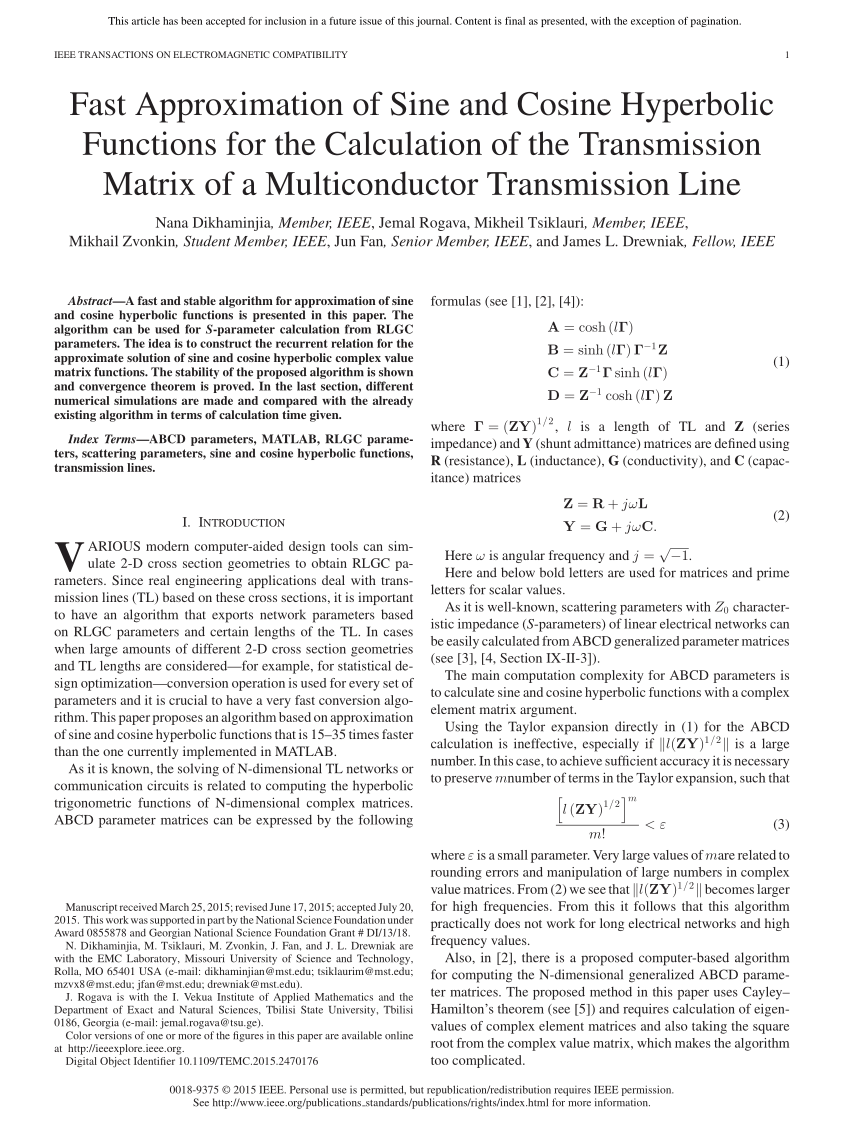 Pdf Fast Approximation Of Sine And Cosine Hyperbolic