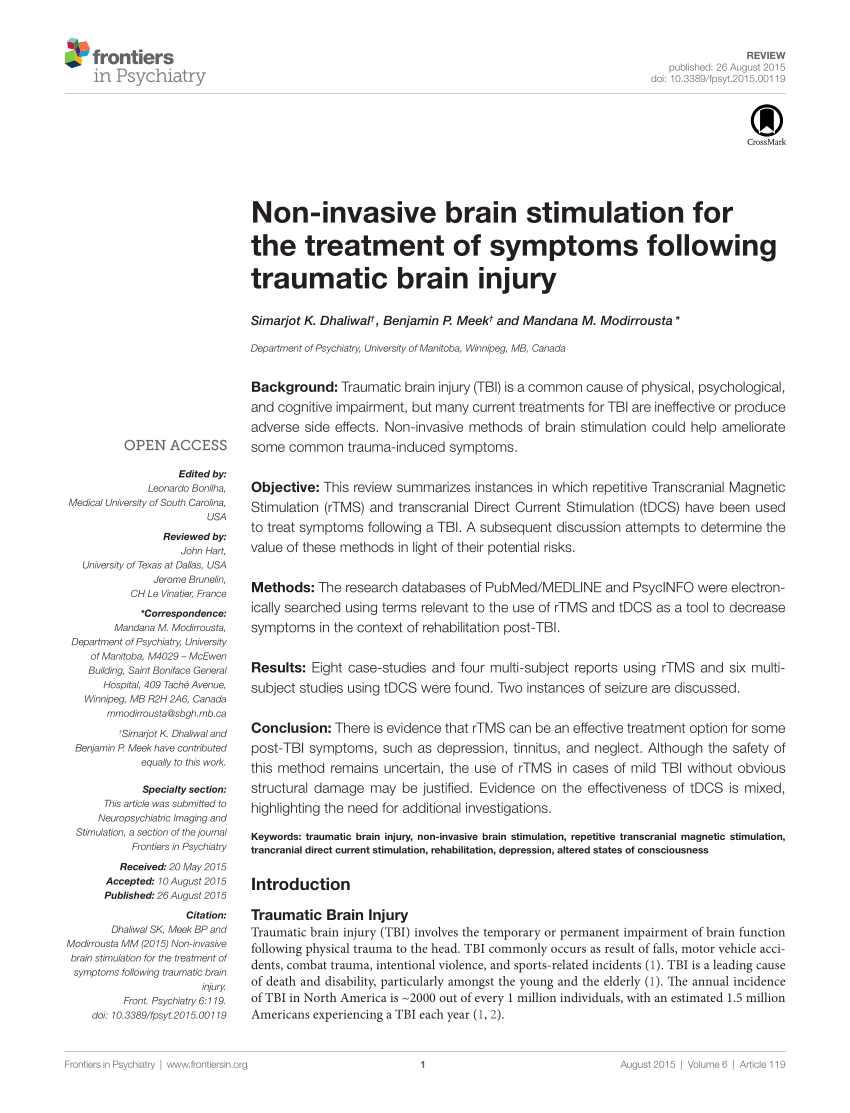 (PDF) Non-Invasive Brain Stimulation for the Treatment of Symptoms ...