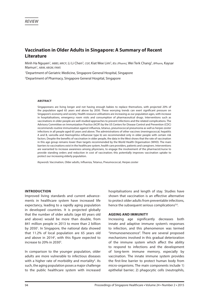 (PDF) Vaccination in Older Adults in Singapore: A Summary ...