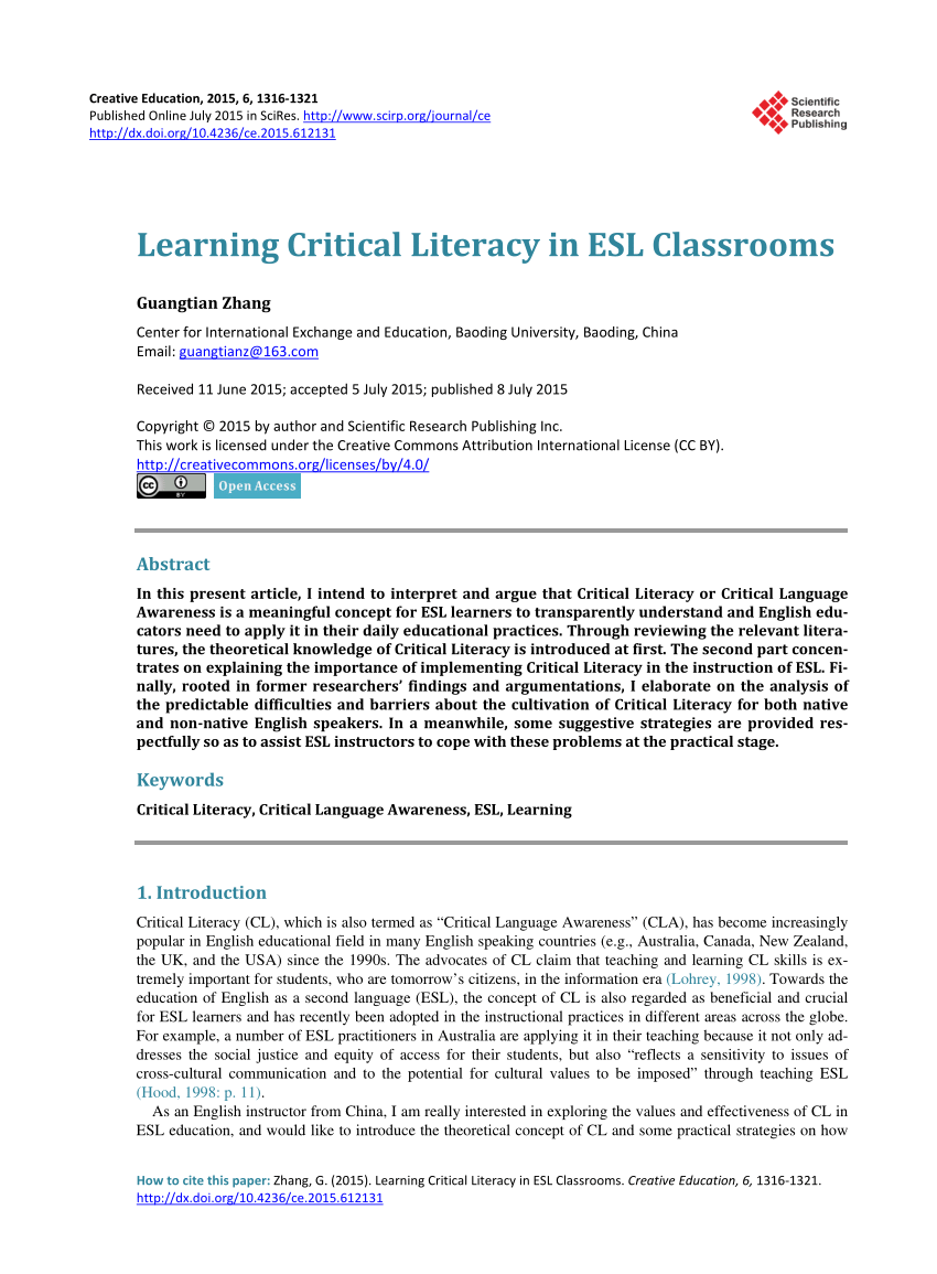 Critical Literacy Instructional Strategies Chart
