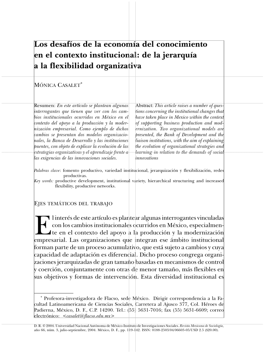 Pdf Los Desafios De La Economia Del Conocimiento En El Contexto Institucional De La Jerarquia A La Flexibilidad Organizativa