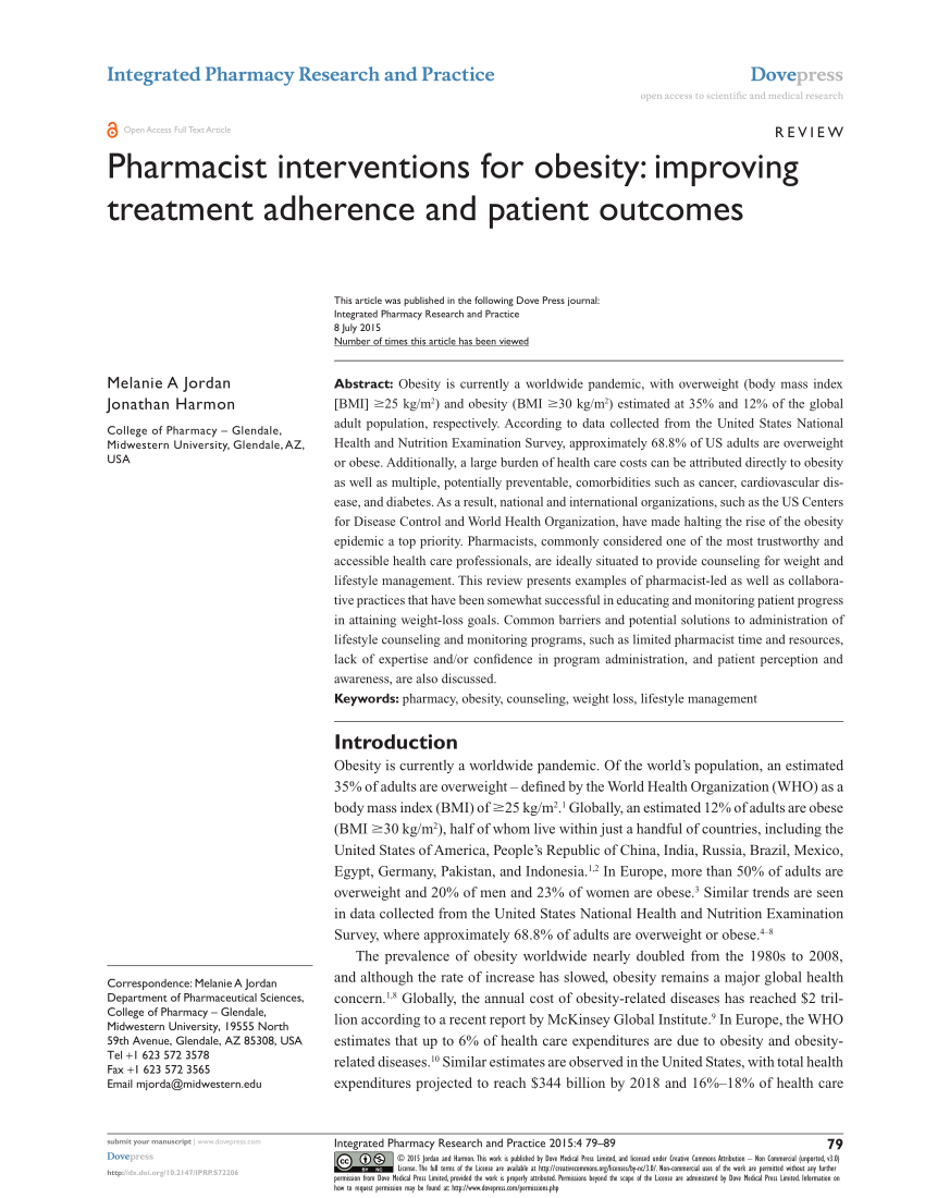 Pdf Pharmacist Interventions For Obesity Improving Treatment