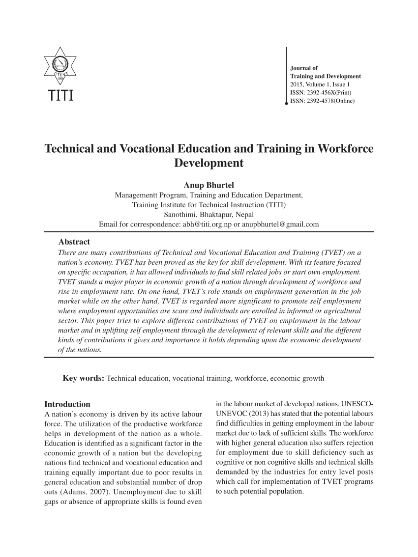 research topics in technical and vocational education