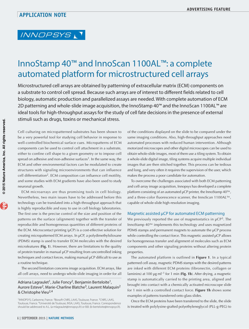 (PDF) InnoStamp 40™ and InnoScan 1100AL™: a complete automated platform ...