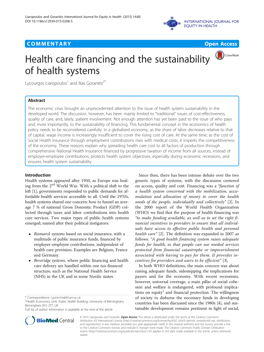 health care financing research paper