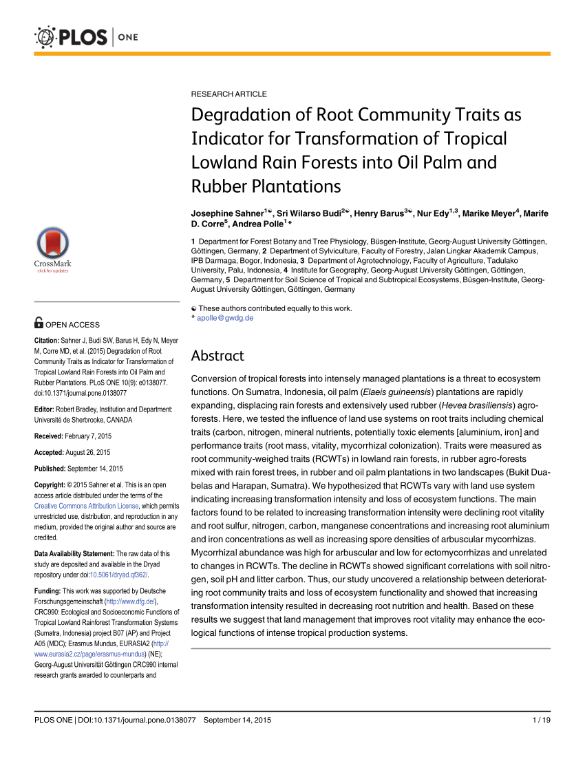 Pdf Degradation Of Root Community Traits As Indicator For - 