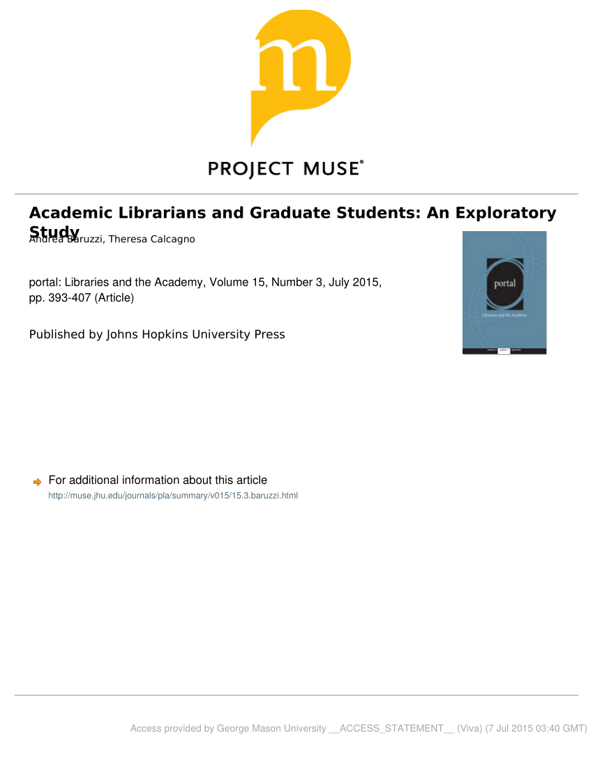 Pdf Academic Librarians And Graduate Students An Exploratory Study