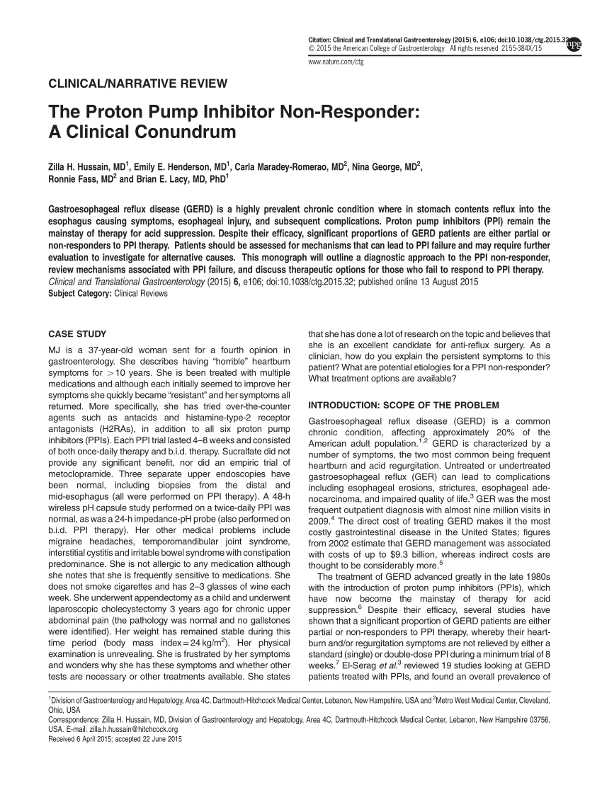 PDF) The Proton Pump Inhibitor Non-Responder: A Clinical Conundrum