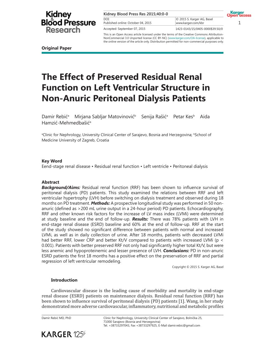 (PDF) The Effect of Preserved Residual Renal Function on Left ...