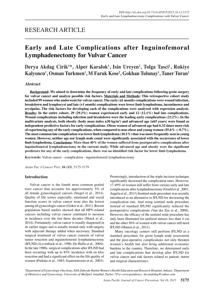 PDF Early and Late Complications after Inguinofemoral  