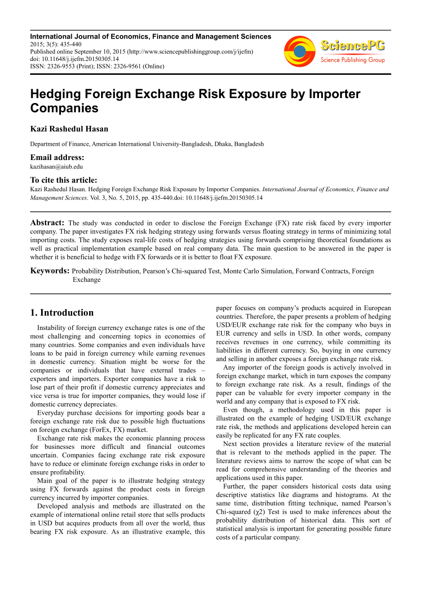 Hedging forex exposure