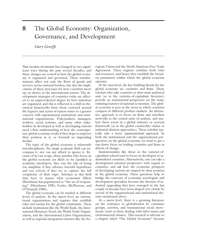 essay on economic governance