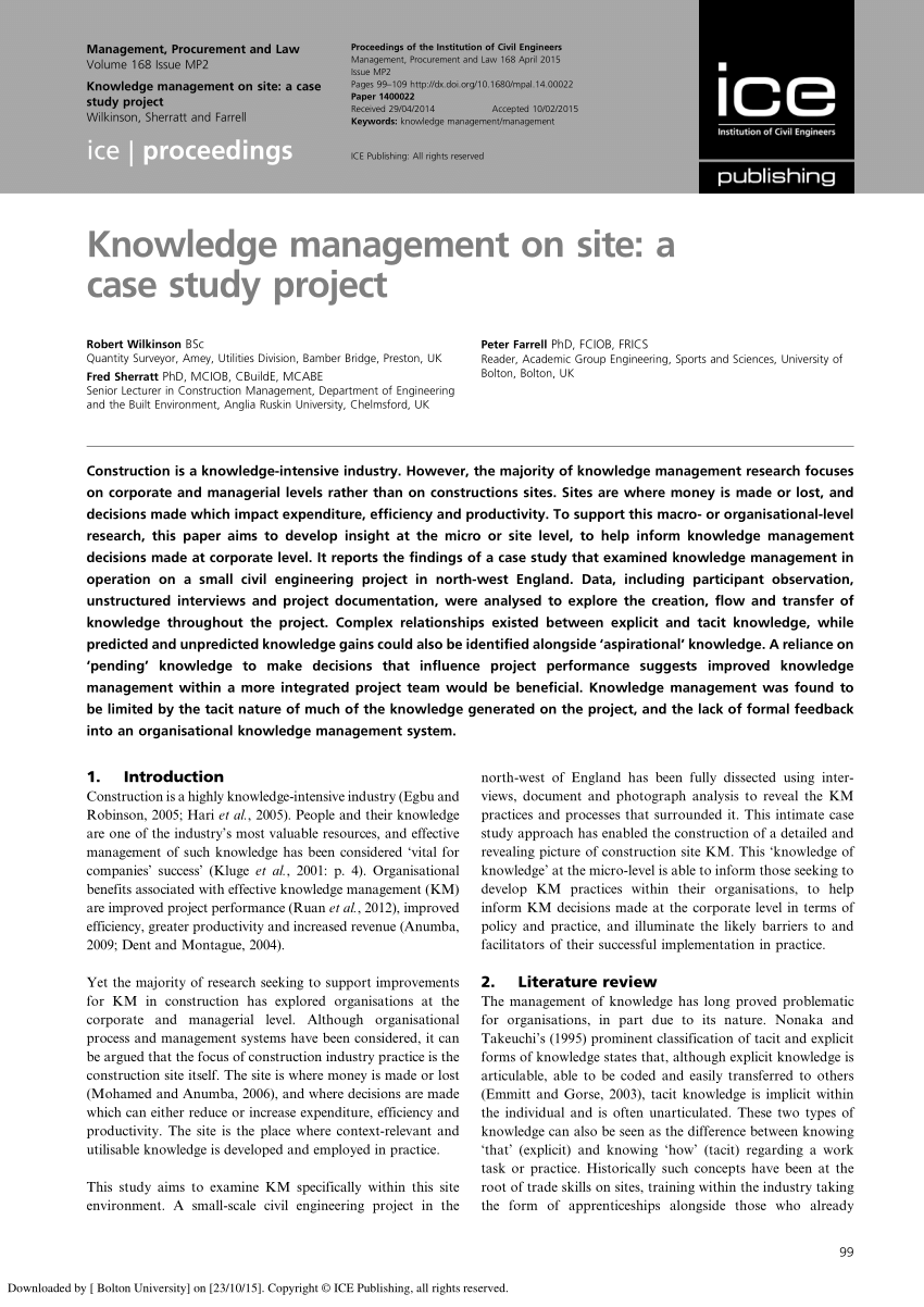 knowledge management case study with solution