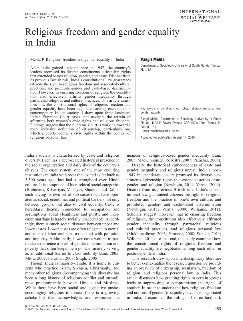 gender equality in india essay