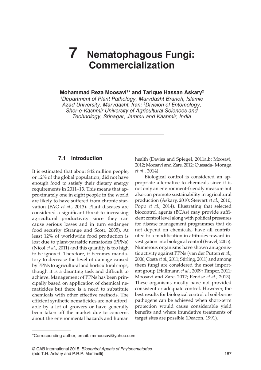 (PDF) Nematophagous Fungi: Commercialization