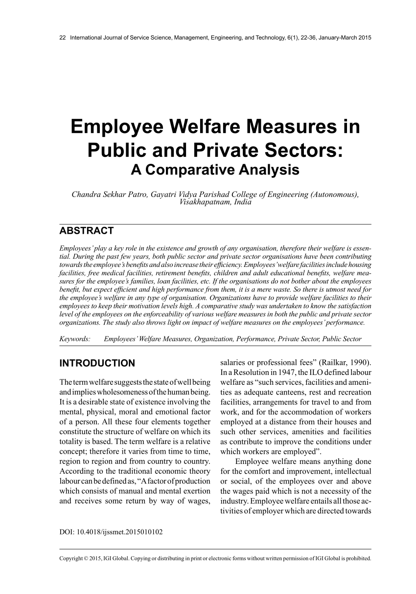 research paper on employee welfare measures