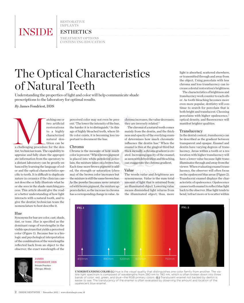 Foundation Silently Strong wind PDF) The Optical Characteristics of Natural Teeth