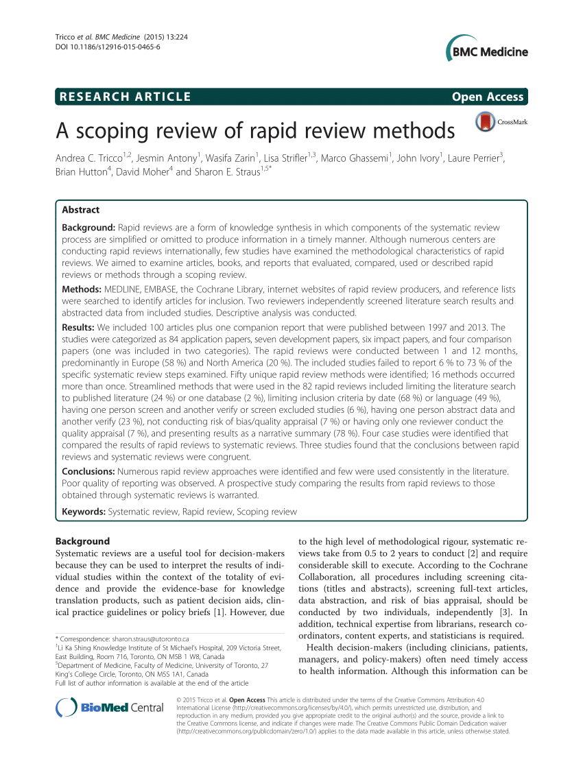 (PDF) A scoping review of rapid review methods