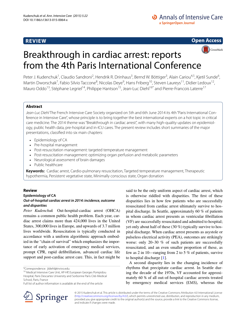 PDF) Breakthrough in cardiac arrest: reports from the 4th Paris ...
