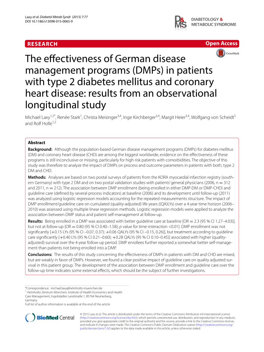 Pdf The Effectiveness Of German Disease Management Programs - 