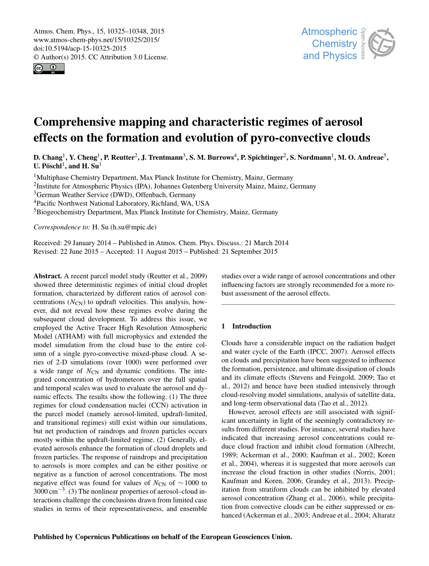 Pdf Comprehensive Mapping And Characteristic Regimes Of Aerosol Effects On The Formation And Evolution Of Pyro Convective Clouds