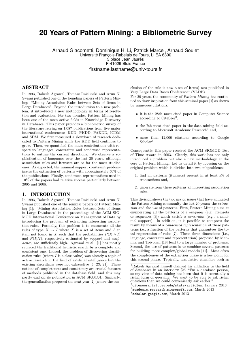 Pdf Years Of Pattern Mining