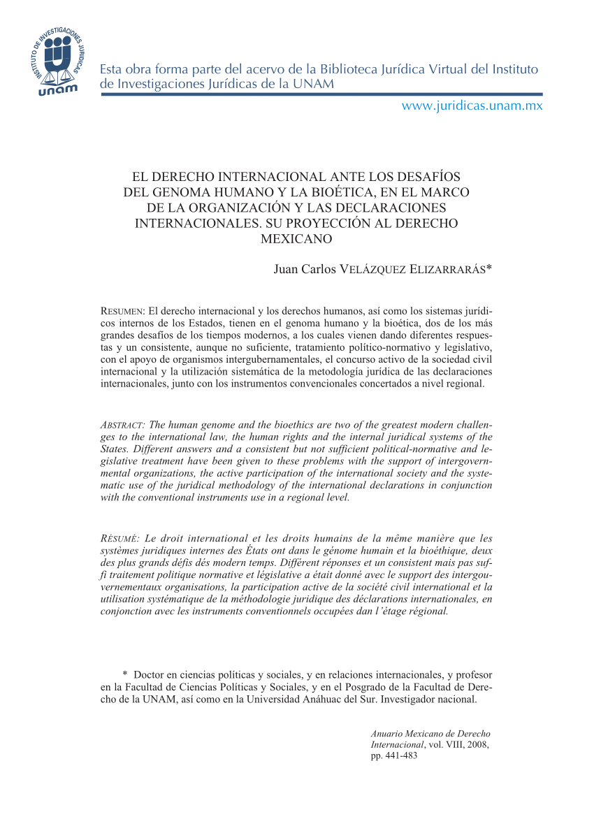 Pdf El Derecho Internacional Ante Los Desafíos Del Genoma Humano Y La Bioética En El Marco De 2920