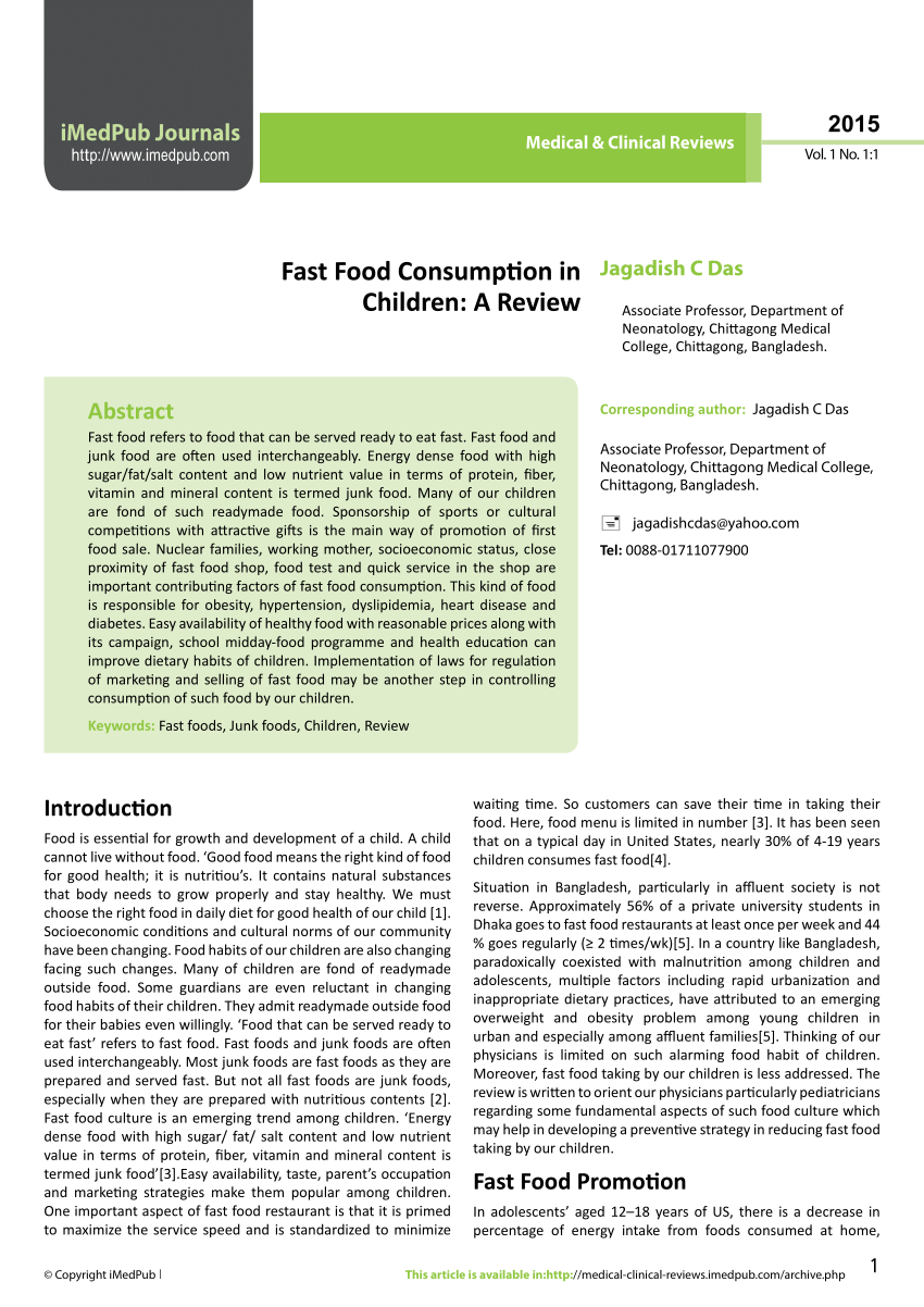 research proposal on fast food consumption