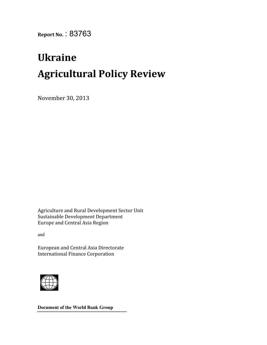 Pdf Ukraine Agricultural Policy Review