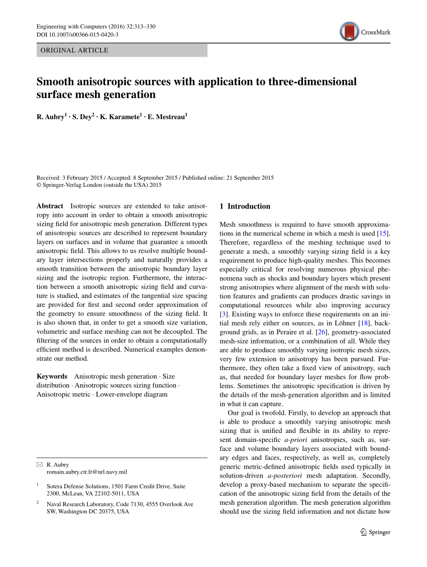 Anisotropic sources for surface and volume boundary layer mesh generation -  ScienceDirect