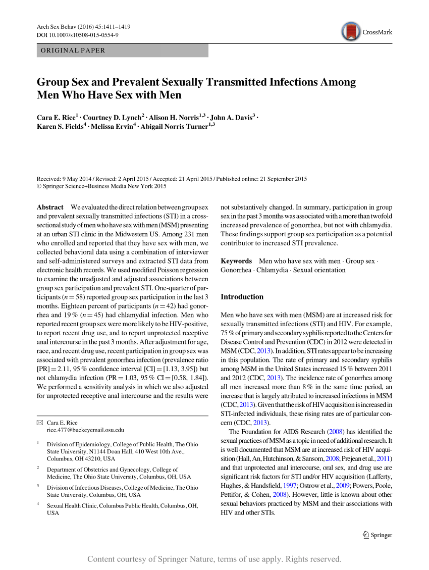 Group Sex and Prevalent Sexually Transmitted Infections Among Men