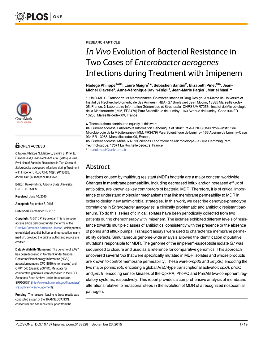 Pdf In Vivo Evolution Of Bacterial Resistance In Two Cases Of Enterobacter Aerogenes Infections During Treatment With Imipenem