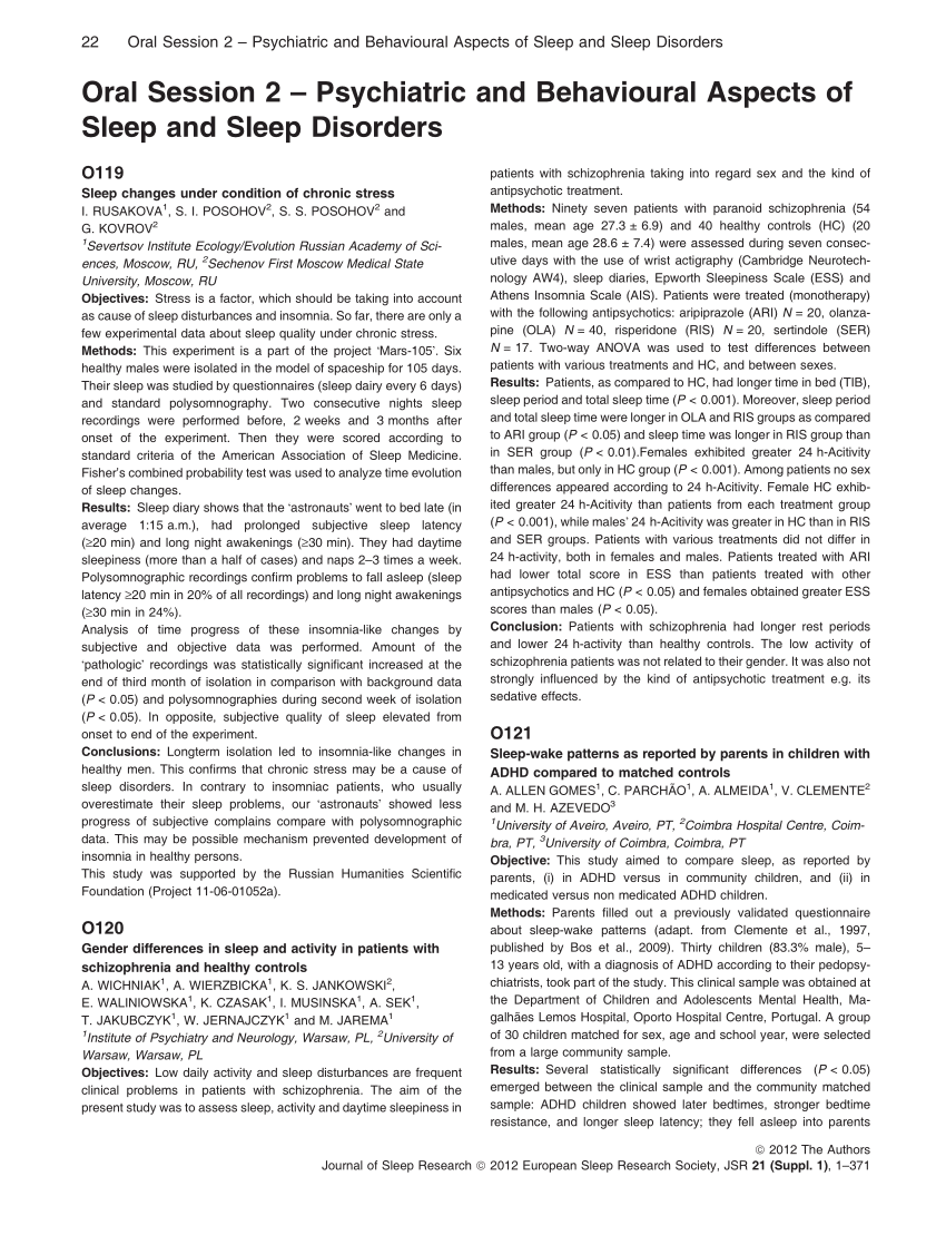 PDF) Gender differences in sleep and activity in patients with  schizophrenia and healthy controls