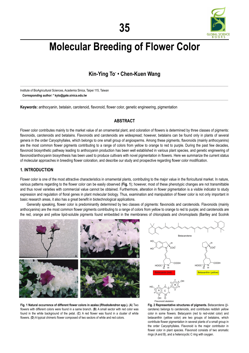 Pdf Molecular Breeding Of Flower Color