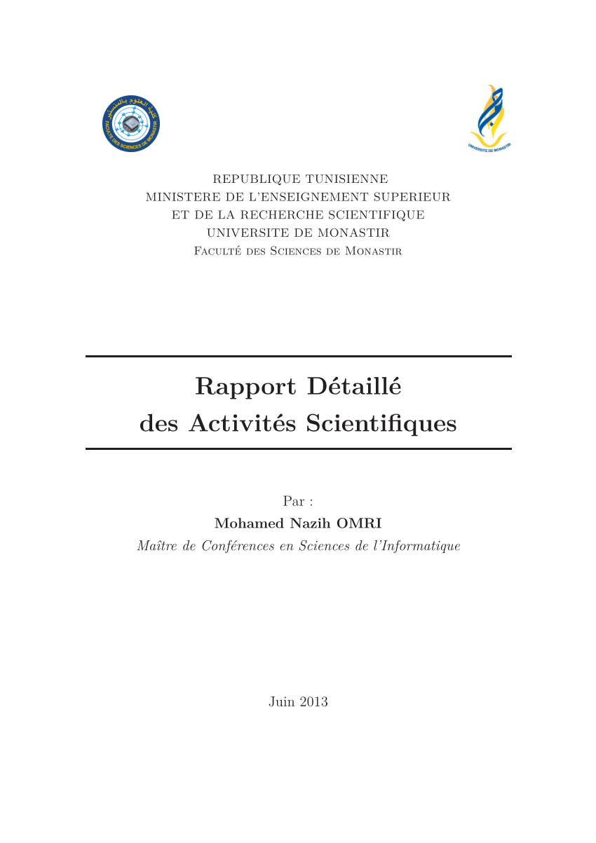 (PDF) Rapport Détaillé des Activités Scientifiques