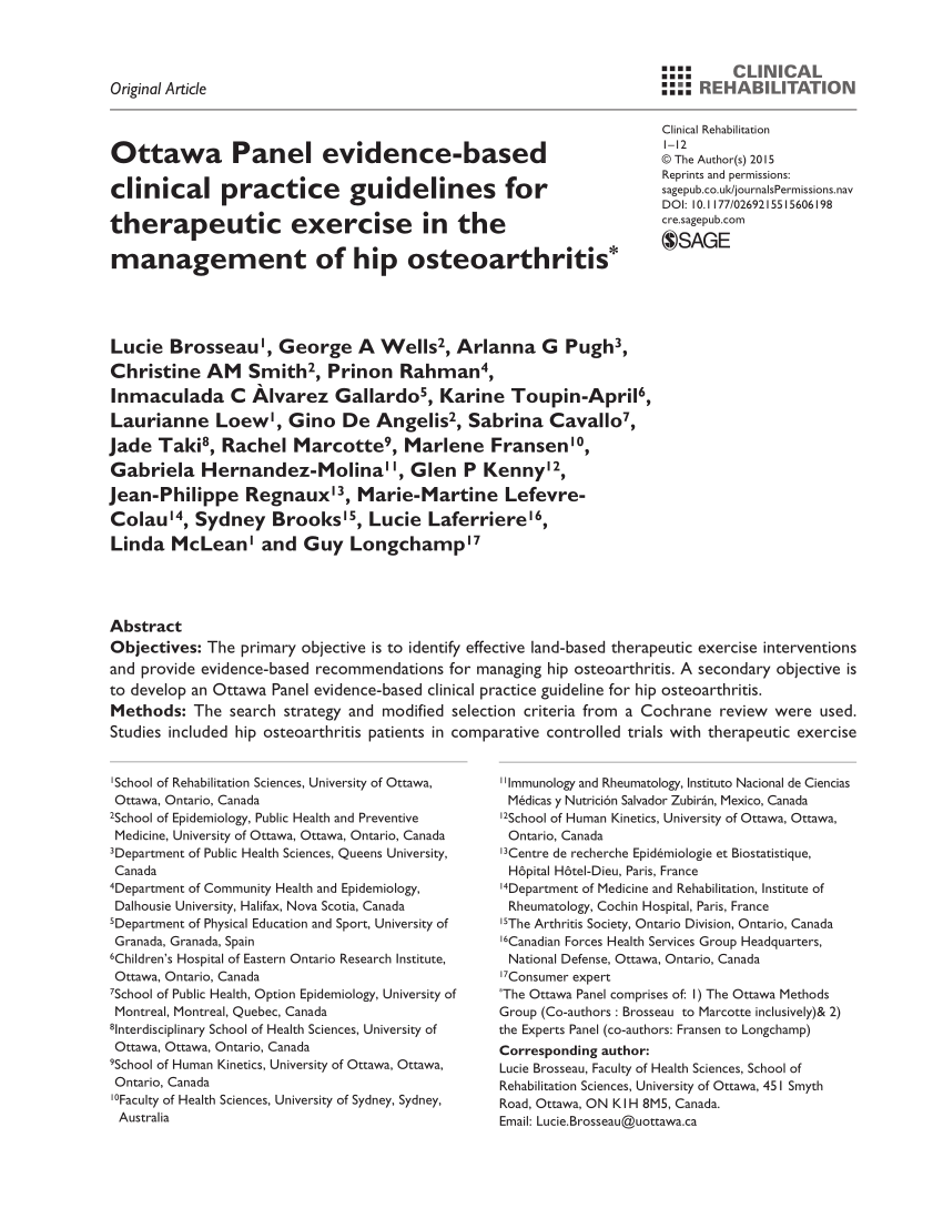(PDF) Ottawa Panel evidencebased clinical practice guidelines for