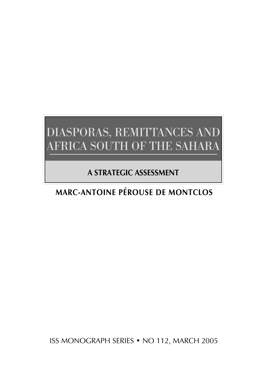 PDF) Diasporas, remittances and Africa south of the Sahara : a ...