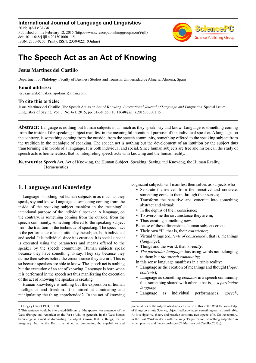 PDF) Linguistics of Saying, Hermeneutics of Speech Acts
