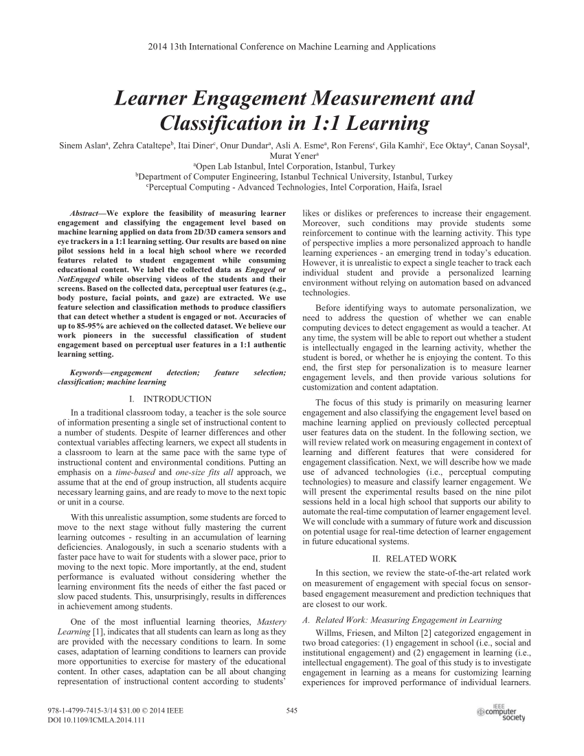 Pdf Learner Engagement Measurement And Classification In 1 1