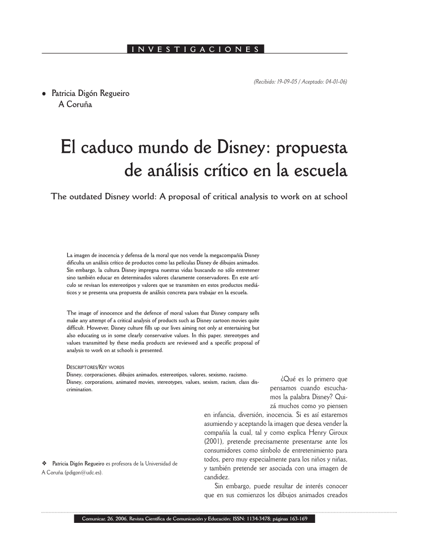 PDF) Raza y género en Disney: Interpretación de las audiencias infantiles  mexicanas hacia los mensajes hegemónicos