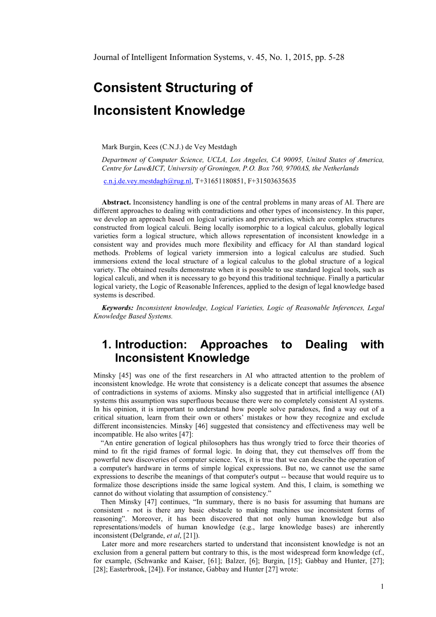 Pdf Consistent Structuring Of Inconsistent Knowledge