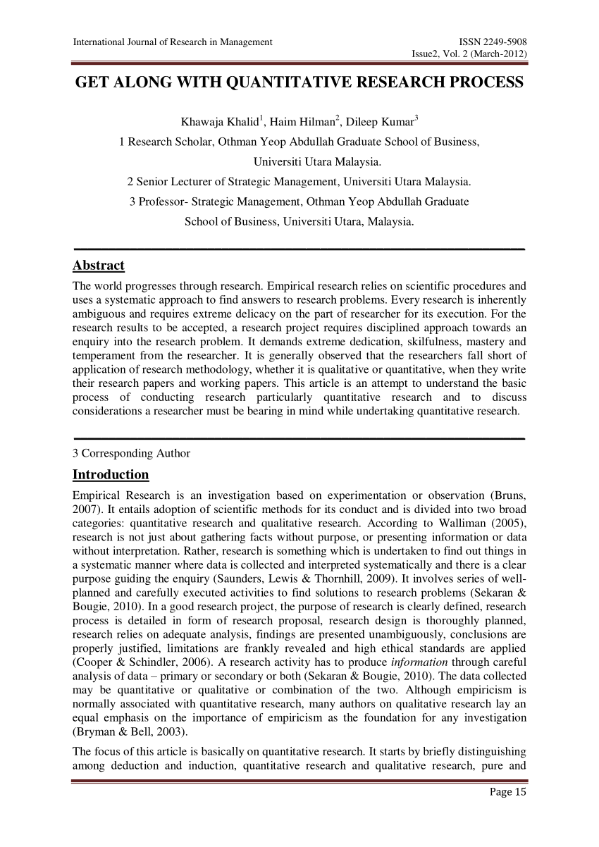 research paper of quantitative research