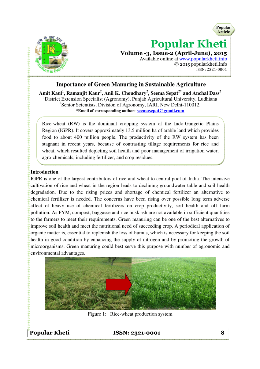 (PDF) Importance of Green Manuring in Sustainable Agriculture