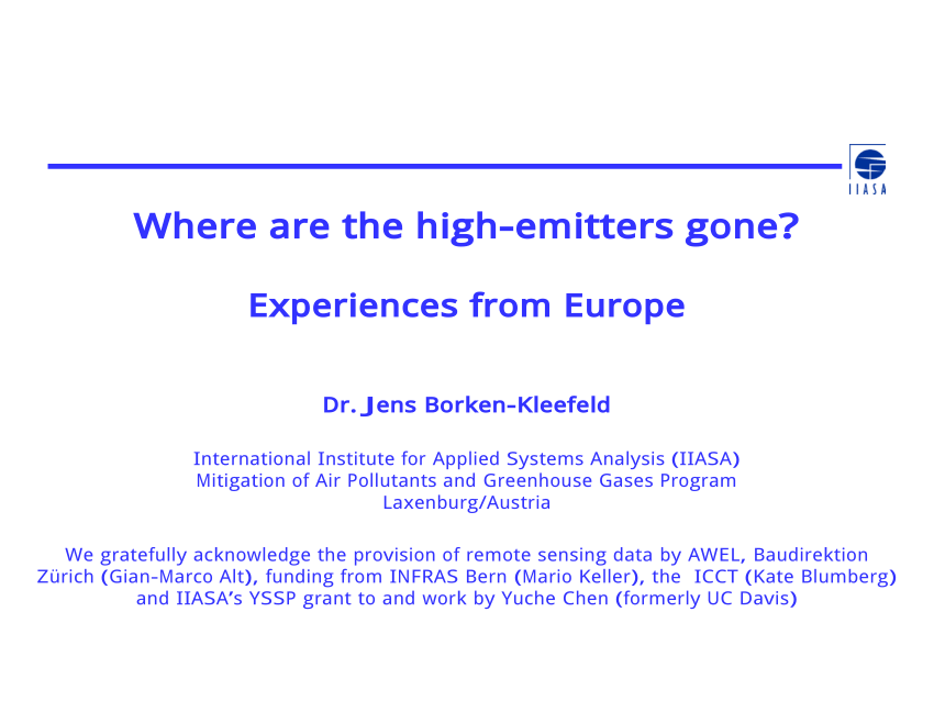 (PDF) WHERE ARE THE HIGHEMITTERS GONE? Presentation at 24th CRC Real