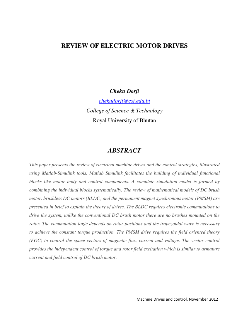 electrical motors research paper